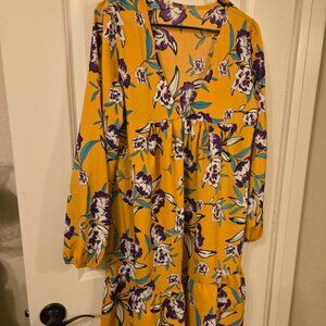 Floral Yellow and Purple Dress